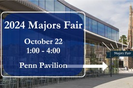 Majors Fair sign, October 22, 1-4 pm, Penn Pavilion